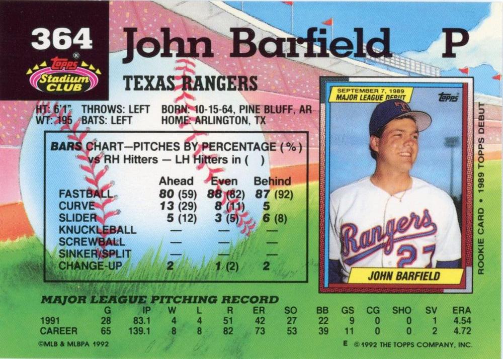 John Barfield  baseball card collectible - Main Image 2