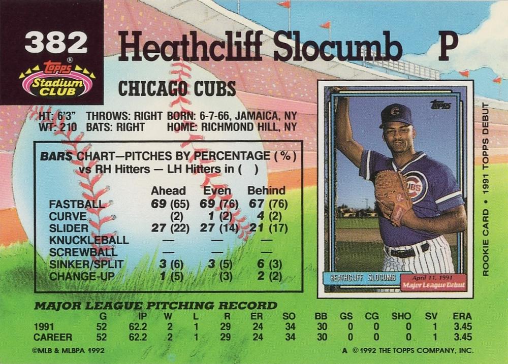 Heathcliff Slocumb  baseball card collectible - Main Image 2