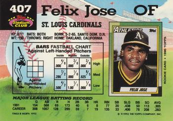 Felix Jose  baseball card collectible - Main Image 2
