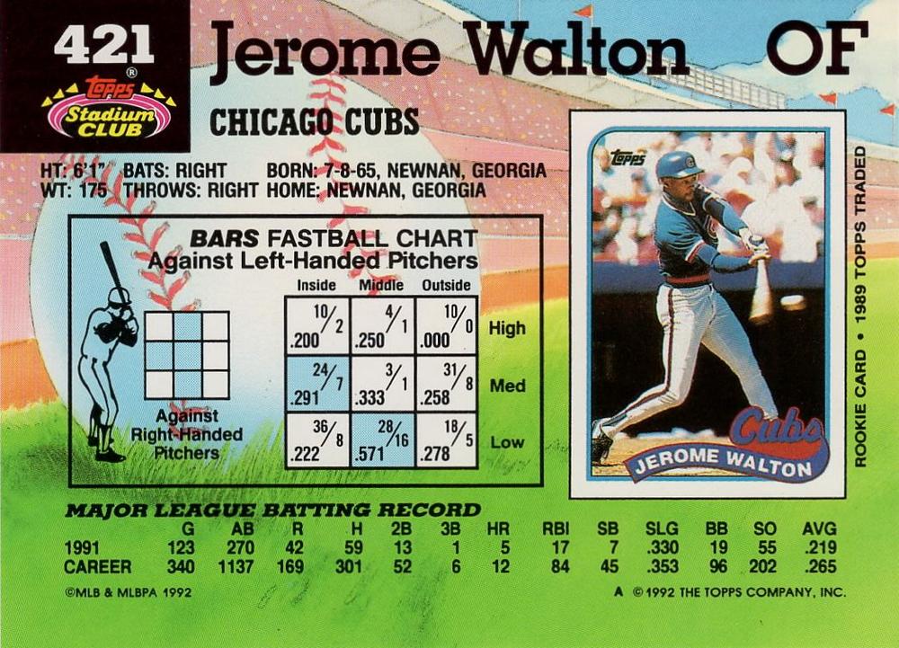 Jerome Walton  baseball card collectible - Main Image 2