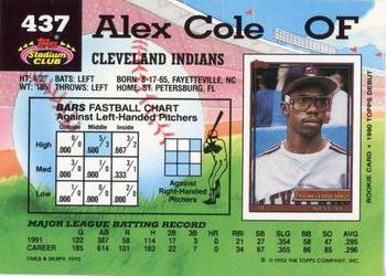 Alex Cole  baseball card collectible - Main Image 2