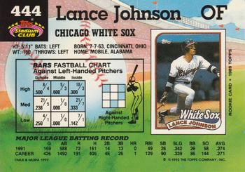 Lance Johnson  baseball card collectible - Main Image 2