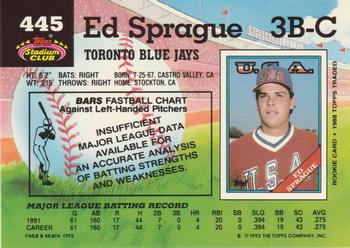 Ed Sprague  baseball card collectible - Main Image 2