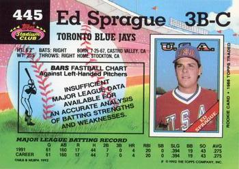 Ed Sprague  baseball card collectible - Main Image 2