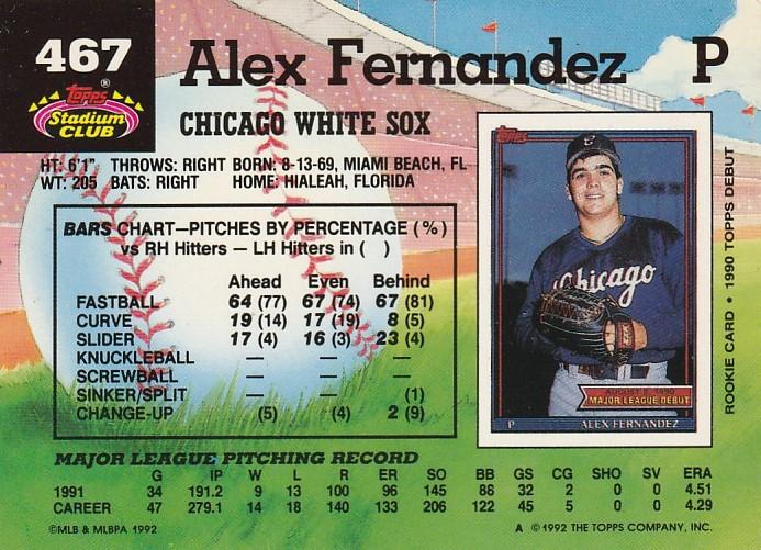 Alex Fernandez  baseball card collectible - Main Image 2