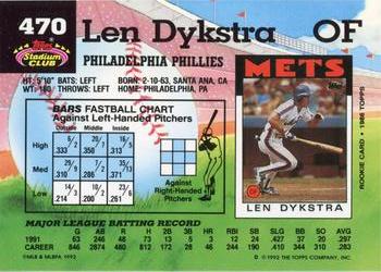 Len Dykstra  baseball card collectible - Main Image 2