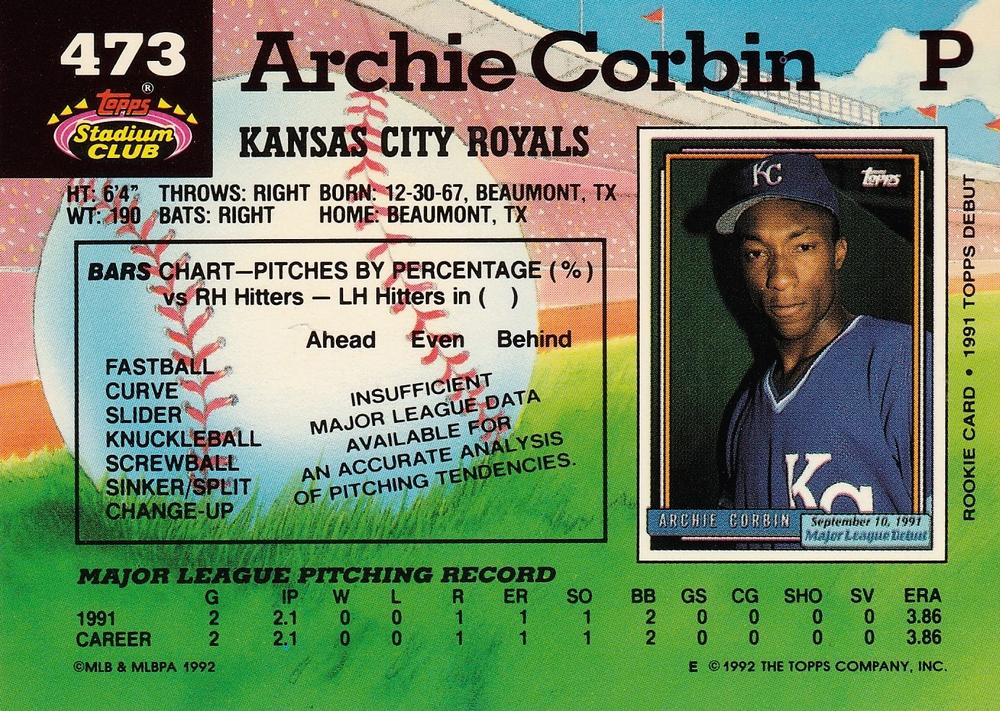 Archie Corbin  baseball card collectible - Main Image 2