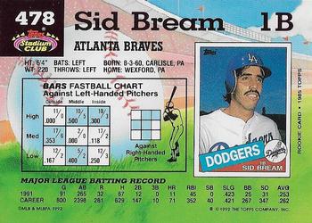 Sid Bream  baseball card collectible - Main Image 2