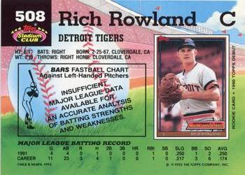 Rich Rowland  baseball card collectible - Main Image 2