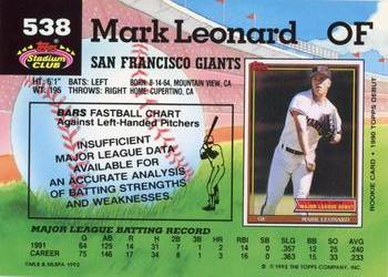 Mark Leonard  baseball card collectible - Main Image 2
