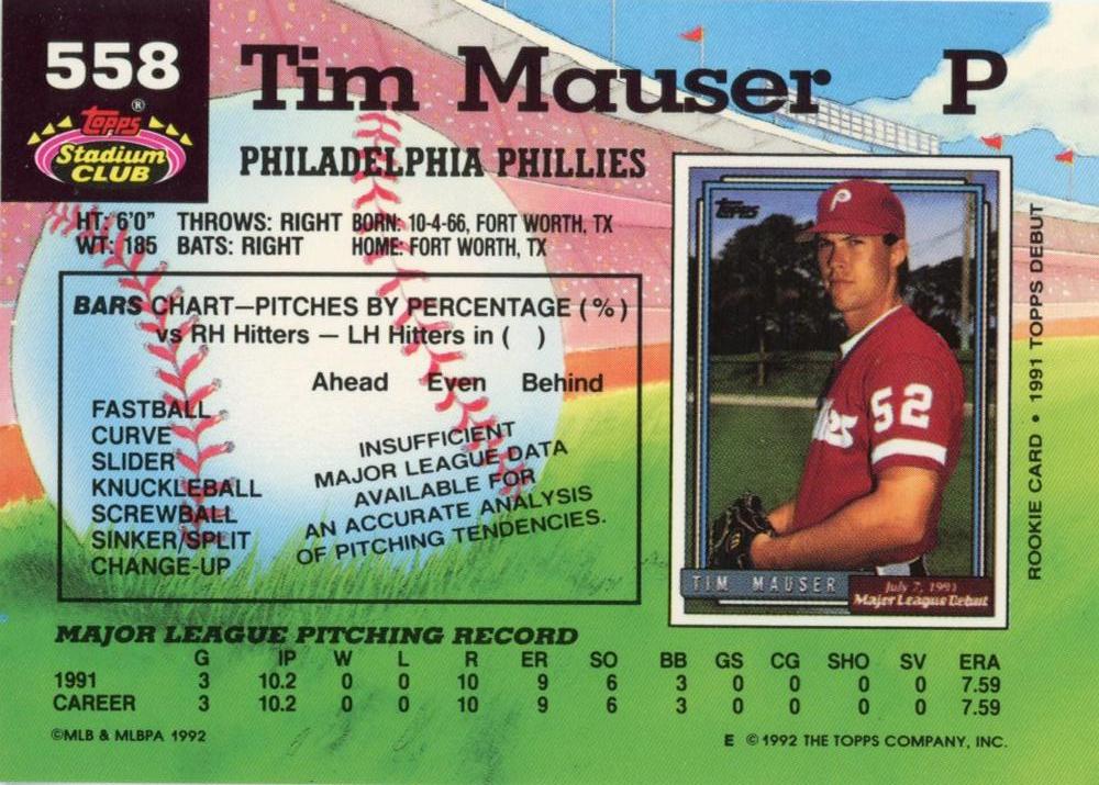 Tim Mauser  baseball card collectible - Main Image 2