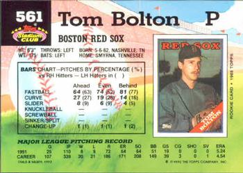 Tom Bolton  baseball card collectible - Main Image 2