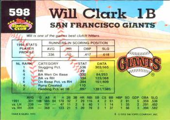 Will Clark  baseball card collectible - Main Image 2