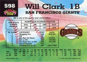Will Clark  baseball card collectible - Main Image 2
