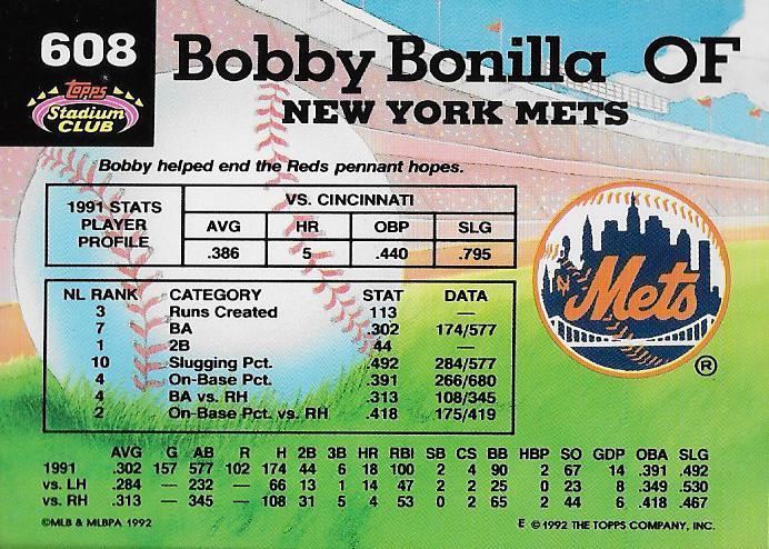 Bobby Bonilla  baseball card collectible - Main Image 2
