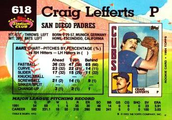 Craig Lefferts  baseball card collectible - Main Image 2