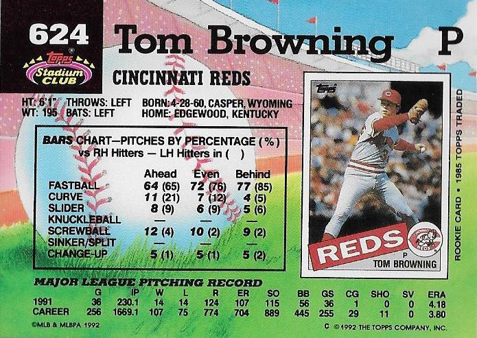 Tom Browning  baseball card collectible - Main Image 2