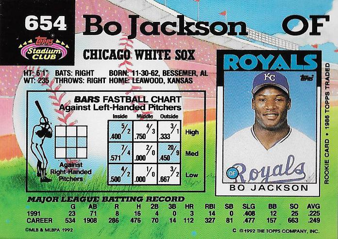 Bo Jackson  baseball card collectible - Main Image 2