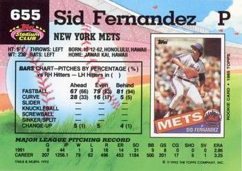 Sid Fernandez  baseball card collectible - Main Image 2