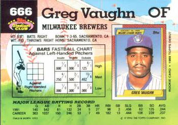 Greg Vaughn  baseball card collectible - Main Image 2