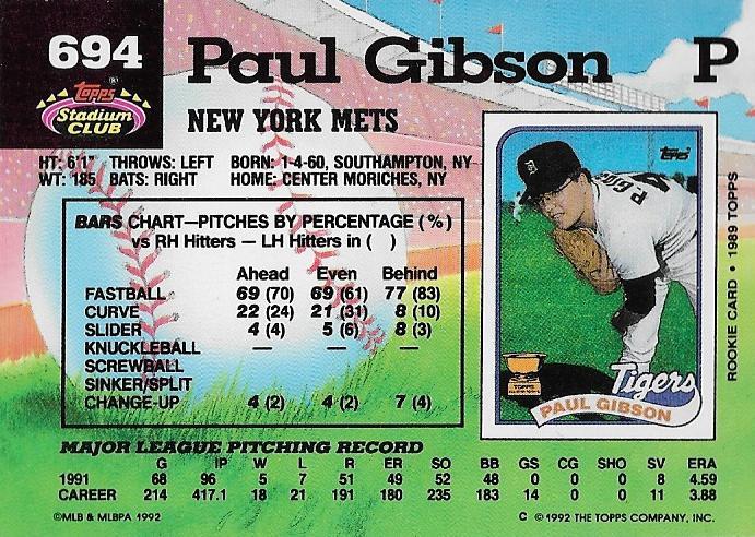 Paul Gibson  baseball card collectible - Main Image 2