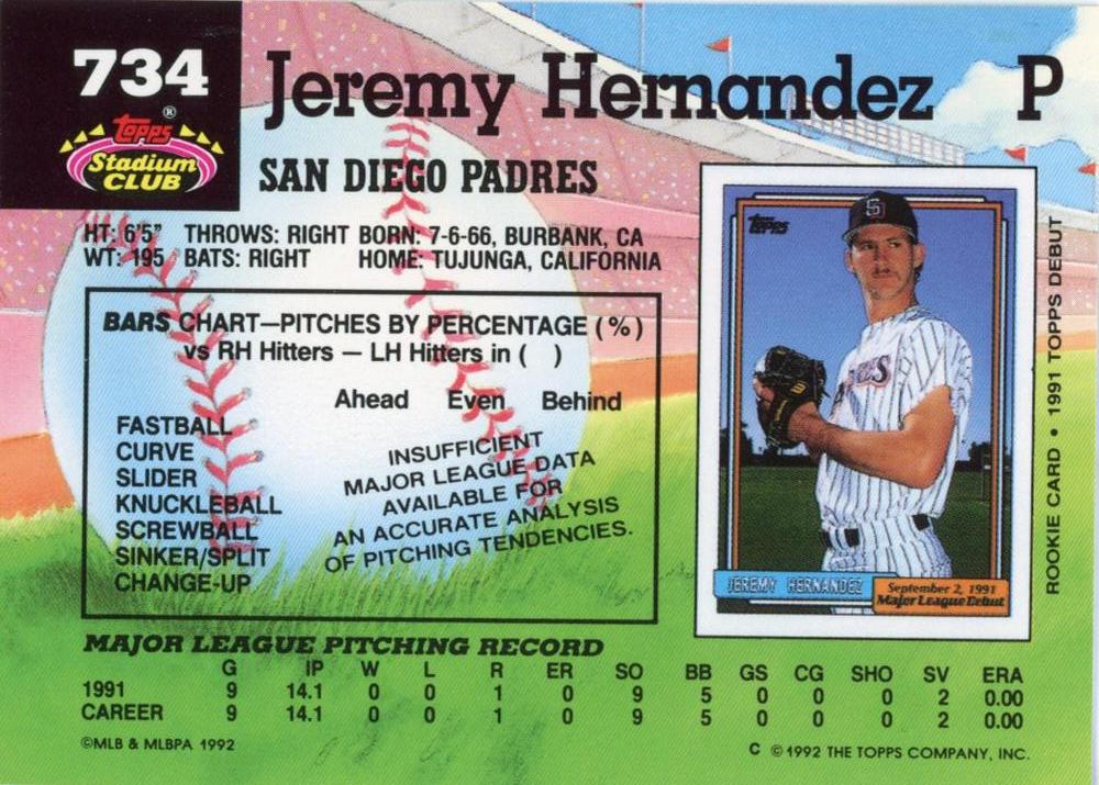 Jeremy Hernandez  baseball card collectible - Main Image 2