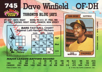 Dave Winfield  baseball card collectible - Main Image 2