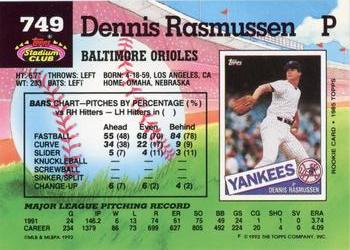Dennis Rasmussen  baseball card collectible - Main Image 2