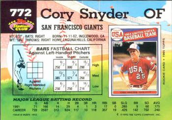 Cory Snyder  baseball card collectible - Main Image 2