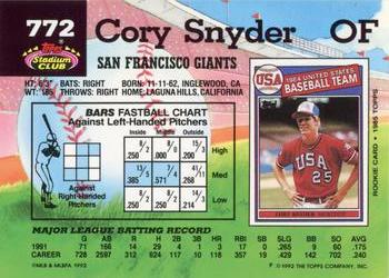 Cory Snyder  baseball card collectible - Main Image 2