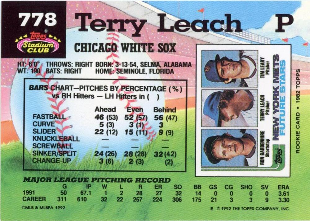 Terry Leach  baseball card collectible - Main Image 2