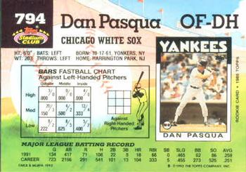 Dan Pasqua  baseball card collectible - Main Image 2