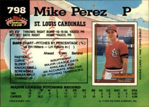 Mike Perez  baseball card collectible - Main Image 2