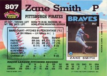 Zane Smith  baseball card collectible - Main Image 2