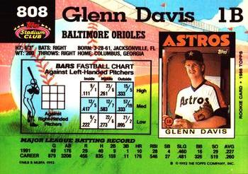 Glenn Davis  baseball card collectible - Main Image 2