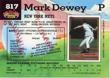 Mark Dewey  baseball card collectible - Main Image 2