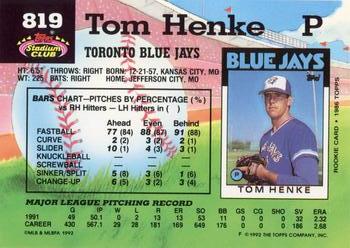 Tom Henke  baseball card collectible - Main Image 2