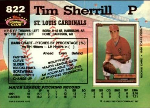 Tim Sherrill  baseball card collectible - Main Image 2