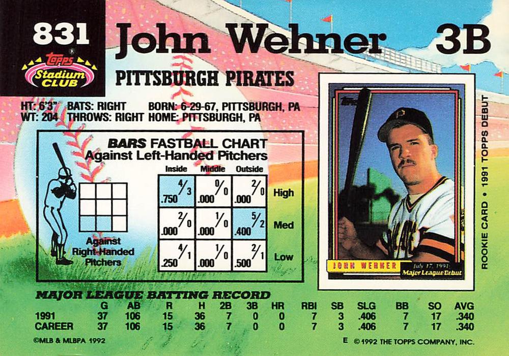 John Wehner  baseball card collectible - Main Image 2