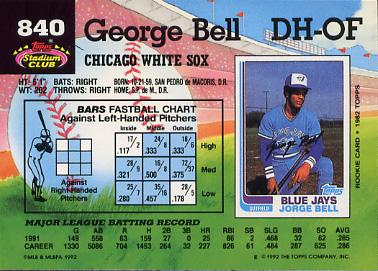 George Bell  baseball card collectible - Main Image 2