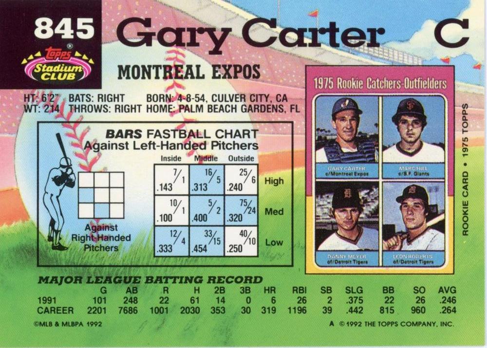 Gary Carter  baseball card collectible - Main Image 2