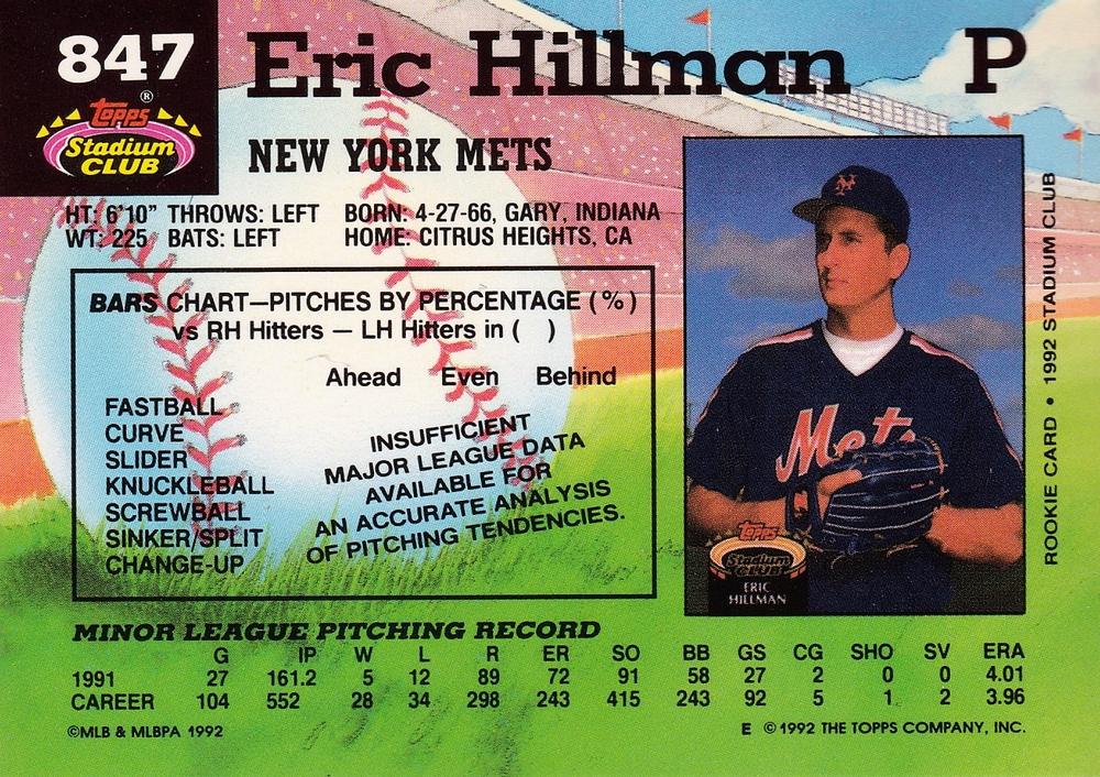 Eric Hillman  baseball card collectible - Main Image 2