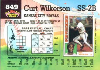 Curt Wilkerson  baseball card collectible - Main Image 2