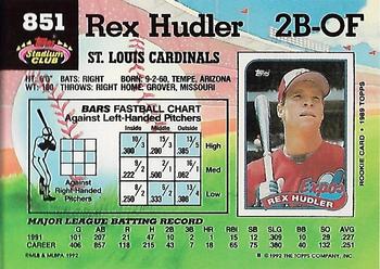 Rex Hudler  baseball card collectible - Main Image 2