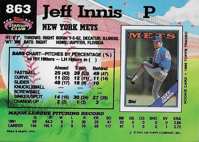 Jeff Innis  baseball card collectible - Main Image 2