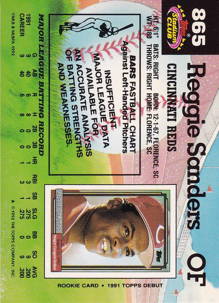 Reggie Sanders  baseball card collectible - Main Image 2
