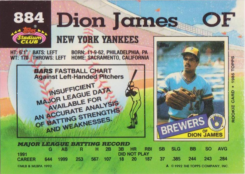 Dion James  baseball card collectible - Main Image 2