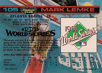 Mark Lemke  baseball card collectible - Main Image 2