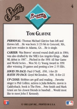Tom Glavine  baseball card collectible - Main Image 2