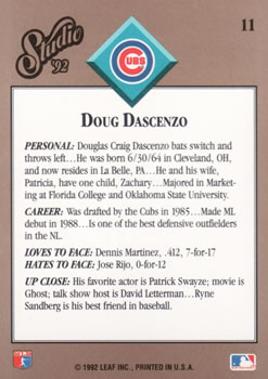 Doug Dascenzo  baseball card collectible - Main Image 2